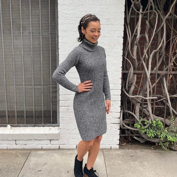 michael kors timeless knit turtlenck grey  sweater dress sz xs - Picture 3 of 6